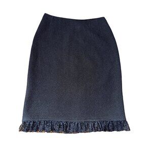 Rickie Freeman Teri Jon Black Lace-Hem Skirt Size 8 Sexy Pinup Classic Cute Work